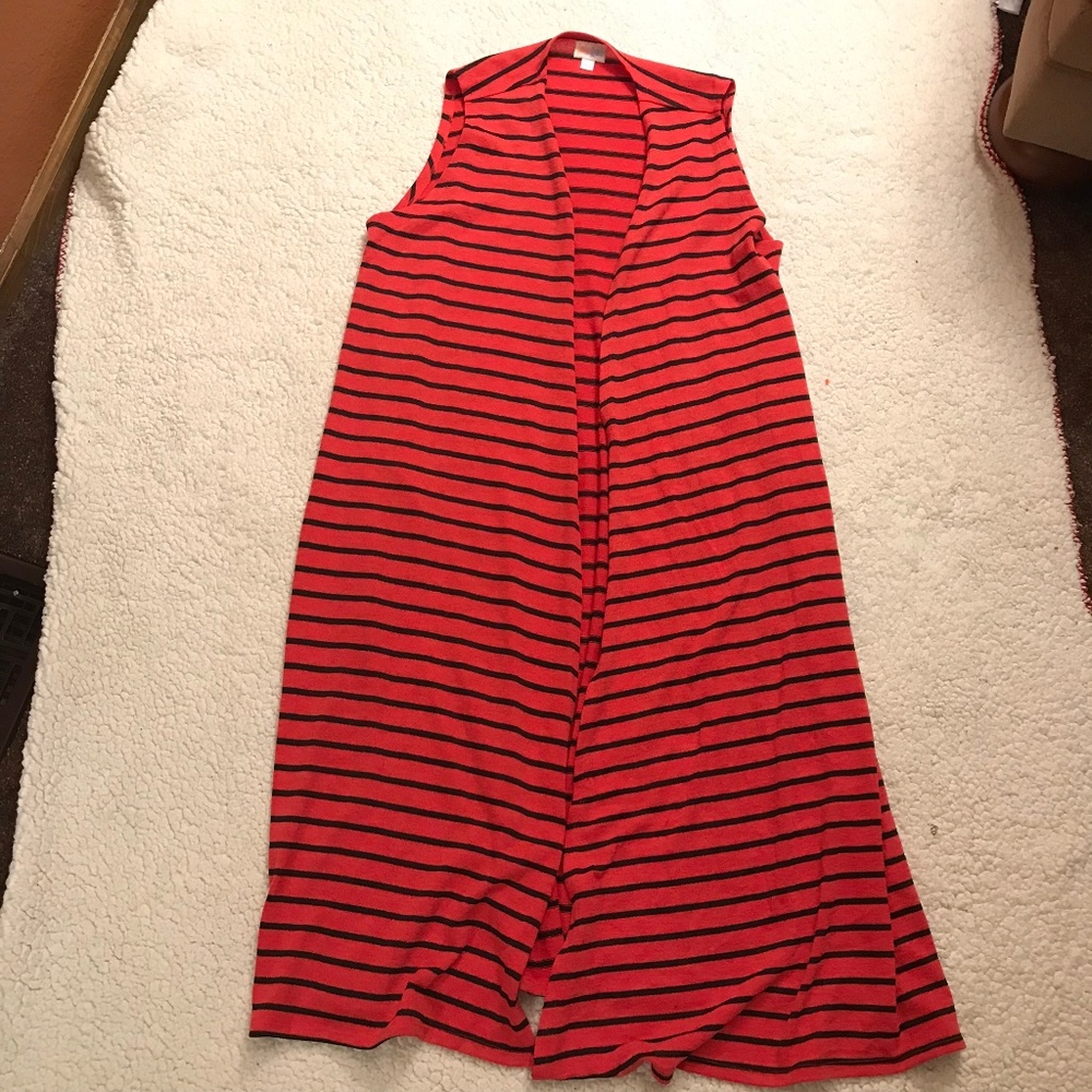 Women's Large Striped LuLaRoe Joy Vest